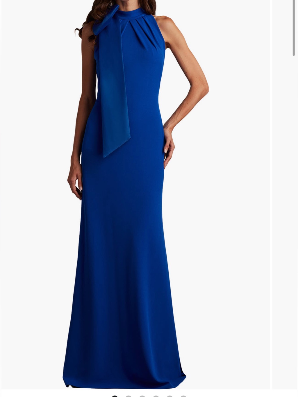 Tadashi Shoji Royal Blue Satin Bow Shoulder Prom Formal Evening Gown Dress L